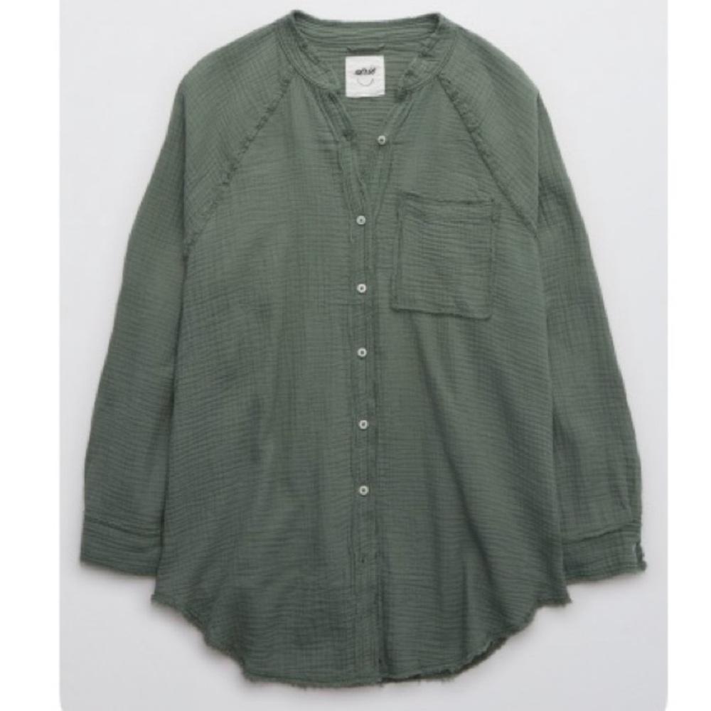 Aerie Gauzy Coverup Shirt Pool To Party